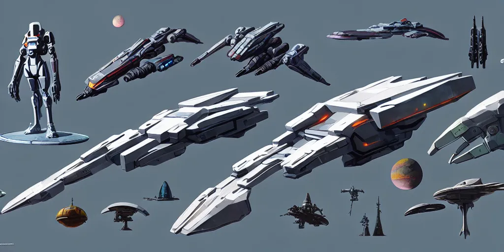 Image similar to futuristic sci - fi props and gadget, inspired by moebius, hard surface, collection, kitbash, parts, shape and form, in watercolor gouache detailed paintings, hull, elite dangerous, star citizen, modular, pieces, golden ratio