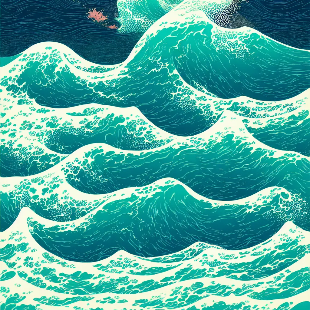 Image similar to ocean wave by victo ngai