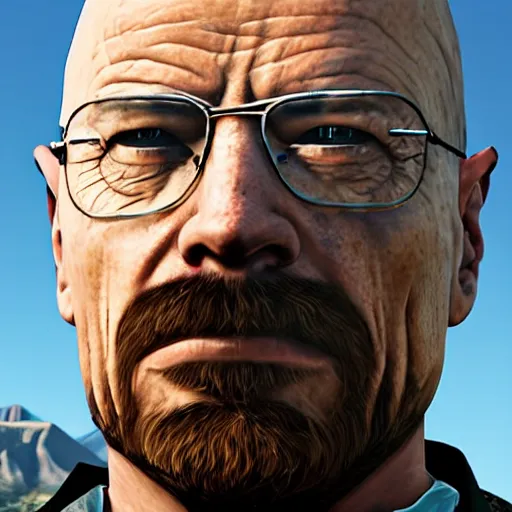 Prompt: walter white in gta v, 4 k, high detail, high - resolution photograph, professional photography, ultra - detail