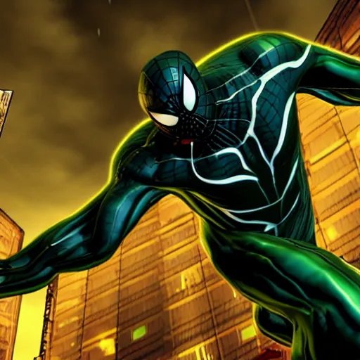 Image similar to cell-shaded venom in the style of Ultimate Spider-Man (2005 videogame), 4k