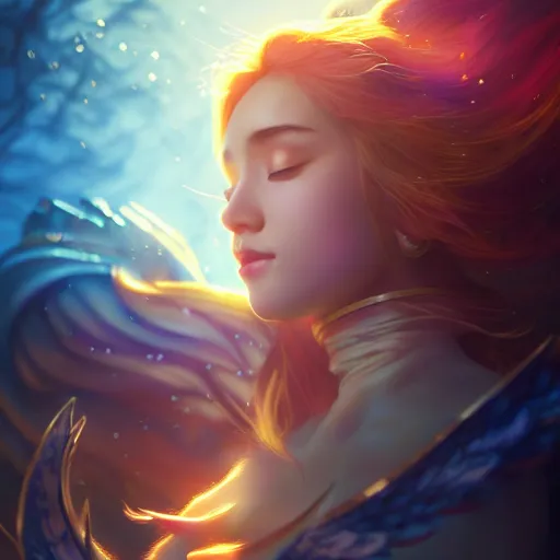 Prompt: enchanting summoner yuna portrait, fina fantasy x, atmospheric lighting, painted, menacing, intricate, volumetric lighting, beautiful, rich deep colours masterpiece, golden hour, golden ratio, sharp focus, ultra detailed, by leesha hannigan, ross tran, thierry doizon, kai carpenter, ignacio fernandez rios