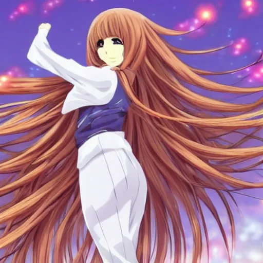 Image similar to beautiful anime girl long flowing hair