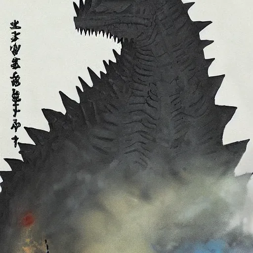 Image similar to godzilla heisei painting