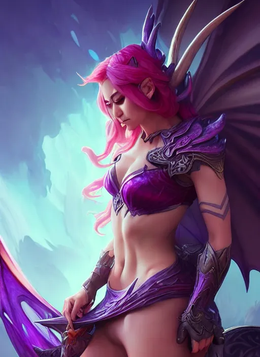 Image similar to fae dragon ashe from league of legends, splash art, path traced, octane render, highly detailed, high quality, digital painting, hd, alena aenami and artgerm, karol bak, alphonse mucha, tom bagshaw