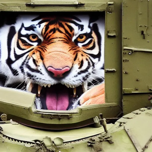 Image similar to Medium shot photograph of Boris Johnson inside a tiger tank, 4k, ultra HD