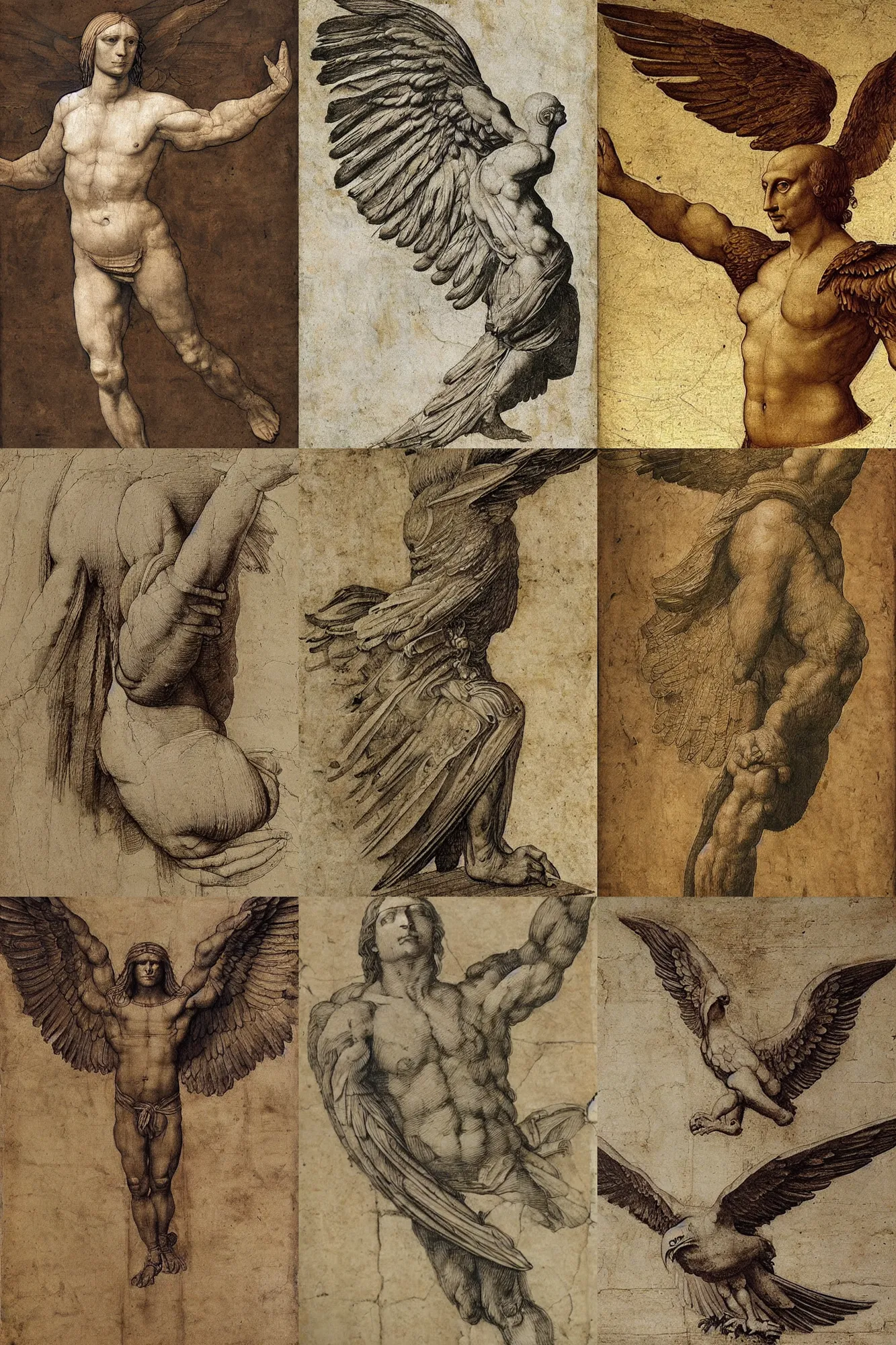 Prompt: half man, half eagle by leonardo da vinci, highly detailed