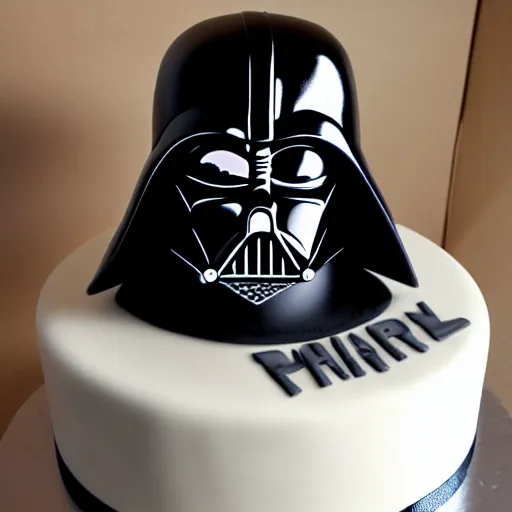 Prompt: A Darth Vader themed cake, realistic, ultra high detail, 8k.