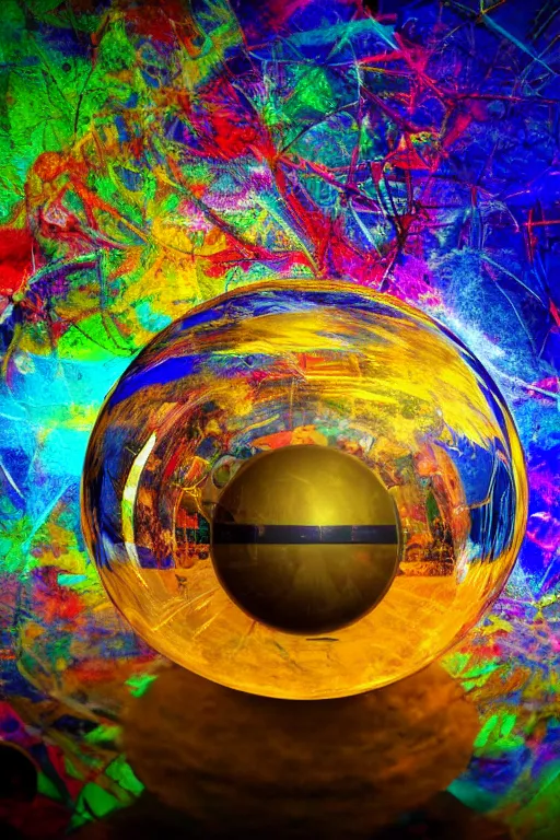 Image similar to image of random arts, weird, chaos, crystal ball, slightly abstract, art, 8K, HDR, high quality