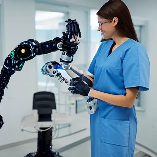 Image similar to robotic arm operating a patient in a hospital