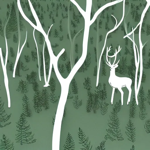 Image similar to a forest inside a negative space in the shape of a deer