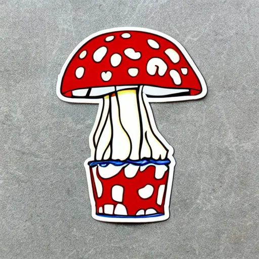 Prompt: cute mushroom goblet waxcup sticker