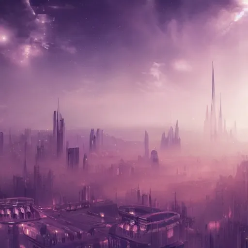 Prompt: pastel, baroque utopian cityscape in the sky, sci-fi, dreamlike, surreal, angels, misty, cinematic, 8k,