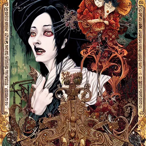 Image similar to portrait of crazy victorian girl, symmetrical, by yoichi hatakenaka, masamune shirow, josan gonzales and dan mumford, ayami kojima, takato yamamoto, barclay shaw, karol bak, yukito kishiro