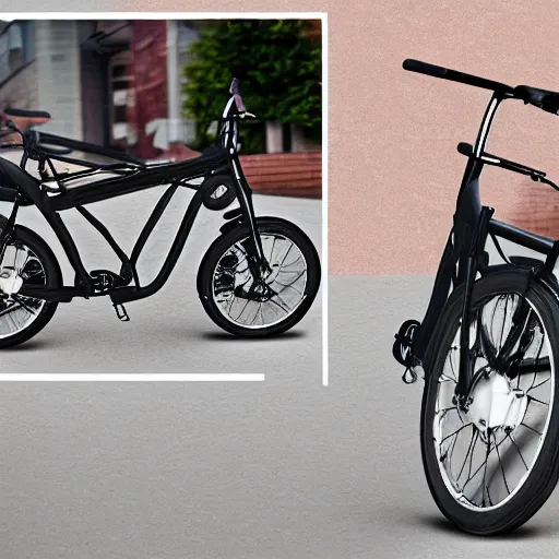 Prompt: a bike with 20 seats, photoshop stitching, photoshop