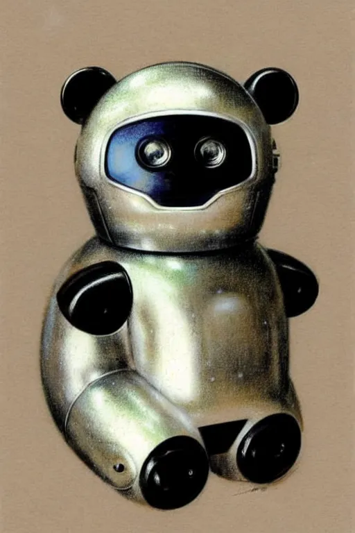 Image similar to ( ( ( ( ( 1 9 5 0 s retro future robot android aluminum panda. muted colors. ) ) ) ) ) by jean - baptiste monge!!!!!!!!!!!!!!!!!!!!!!!!!!!!!!