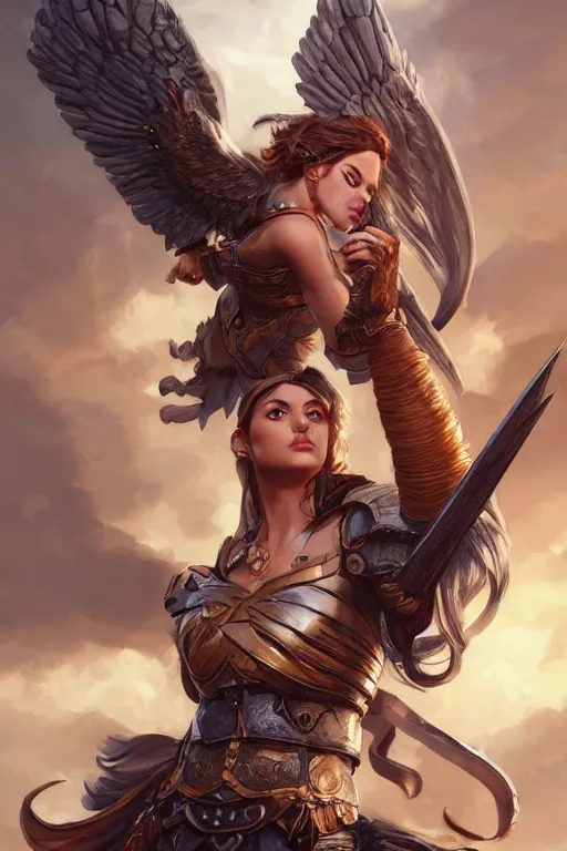 Image similar to amazon valkyrie athena, d & d, fantasy, portrait, highly detailed, headshot, digital painting, trending on artstation, concept art, sharp focus, illustration, art by artgerm and greg rutkowski and magali villeneuve