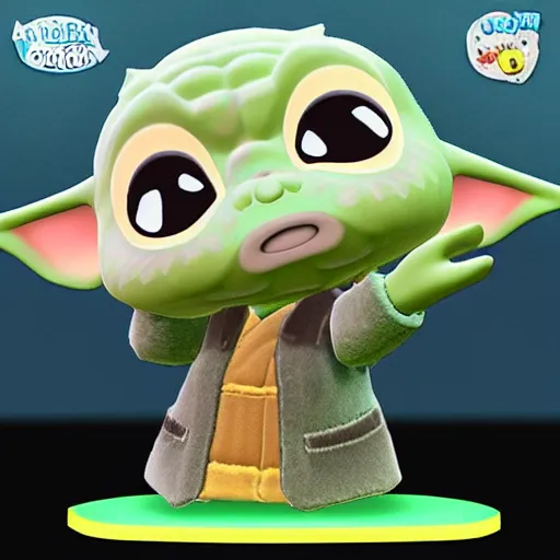 Image similar to baby yoda stop motion animal crossing character vinyl action figure, plastic, toy