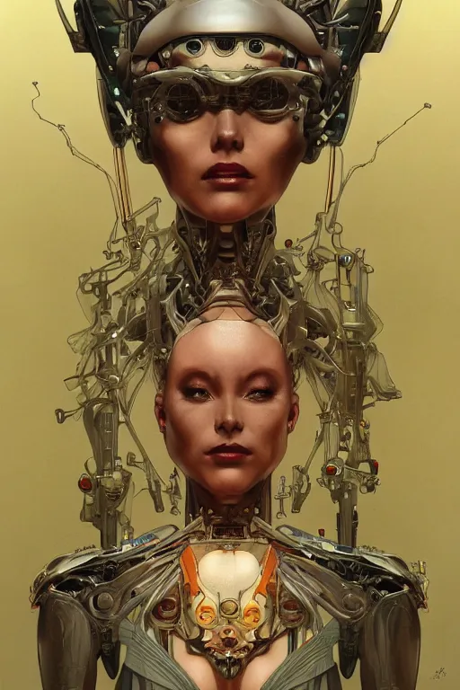 Image similar to portrait of mad alien robot queen, symmetrical, by yoichi hatakenaka, juan gimenez, brom, karol bak, alphonse mucha, james jean, drawing, illustration, cgsociety and artstation, clear line