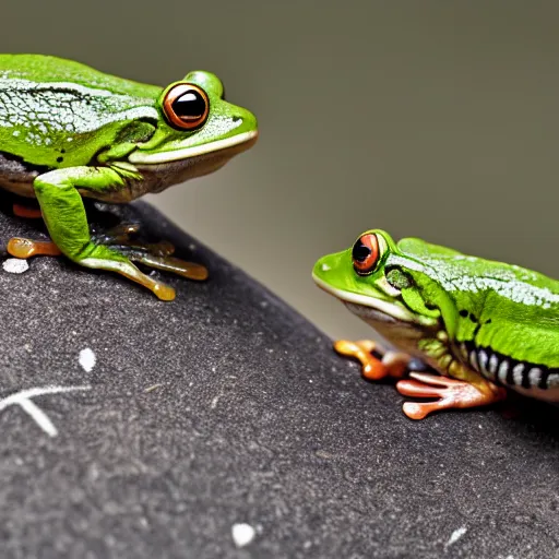 frog catching fly with tongue