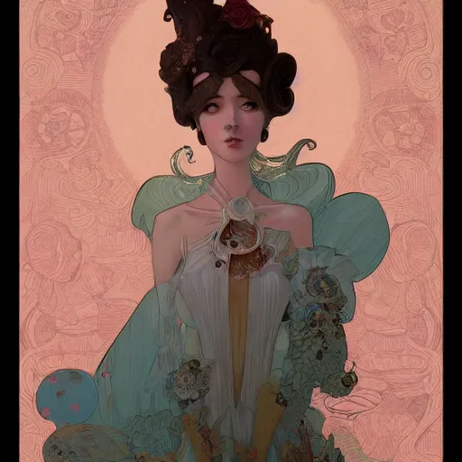 Image similar to portrait of a victorian era duc, princess girl, stylized illustration by peter mohrbacher, moebius, mucha, victo ngai, colorful comics style