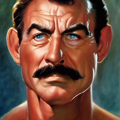 Image similar to ultra realistic portrait painting of tom selleck as dobbie, art by frank frazetta, 4 k, ultra realistic, highly detailed, epic lighting