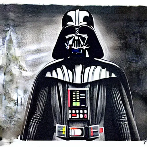 Image similar to darth vader by H. R Giger