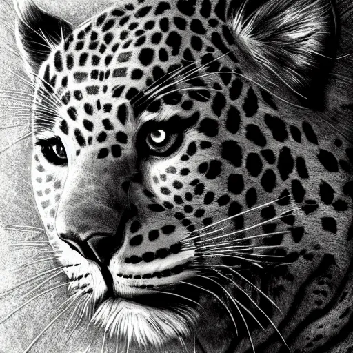 Image similar to Character portrait, face close-up, in the style of dark fantasy, of Anthro leopard warlock