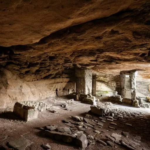 Image similar to ancient ruins in the interior of a cave