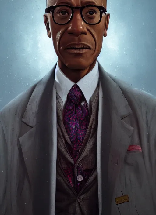 Image similar to gustavo fring, au naturel, hyper detailed, digital art, trending in artstation, cinematic lighting, studio quality, smooth render, unreal engine 5 rendered, octane rendered, art style by klimt and nixeu and ian sprigger and wlop and krenz cushart