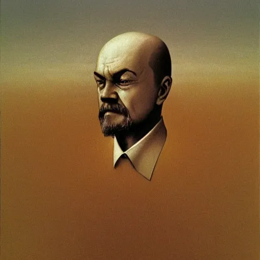 Prompt: Vladimir Lenin. Zdzisław Beksiński