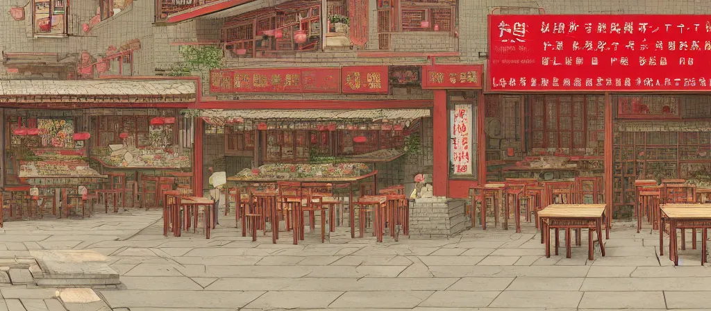 Image similar to a beautiful hyperdetailed render of roasted string hotpot restaurant restaurant yan'an small shop, simple style, from china, with merchant logo, simple structure, surrealistic, chinese style, victo ngai, denoise, deblurring