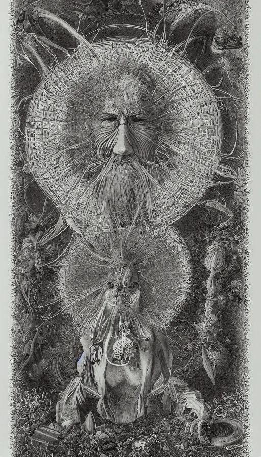 Image similar to portrait of a digital shaman, by ernst haeckel