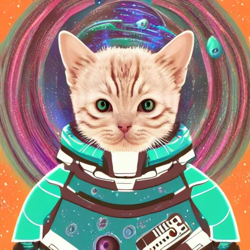 Image similar to a cute galactic alien kitten, hyper detailed, digital art