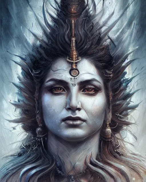 Image similar to shiva, hyper realistic face, beautiful eyes, fantasy art, in the style of greg rutkowski, intricate, hyper detailed, smooth