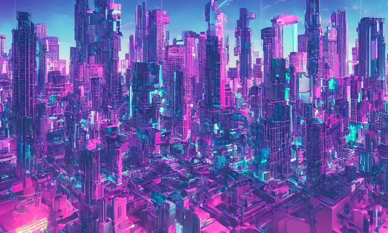 Prompt: 3 d cityscape, synthwave, augmented reality, 4 k