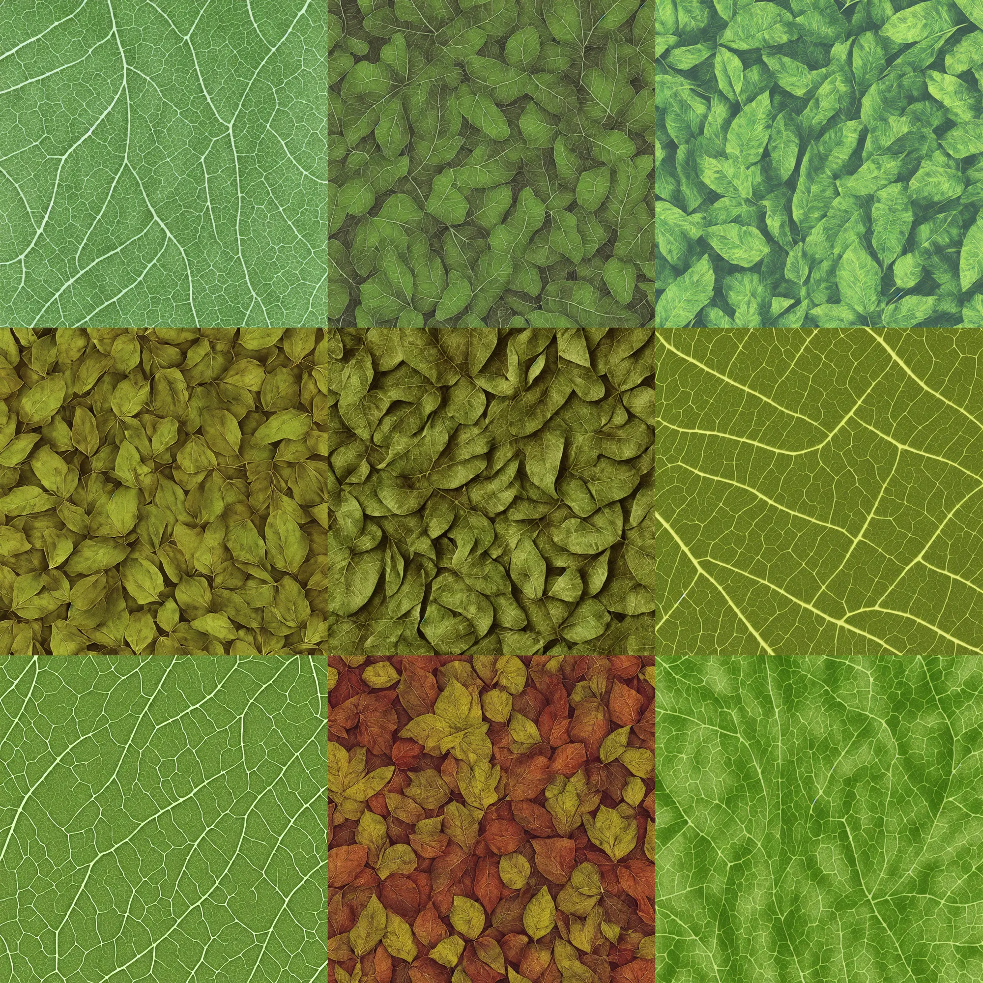 Prompt: organic leaves texture, background, seamless, pattern, digital asset close up, macro photography photorealistic, pbr, 8 k, 3 0 0 dpi