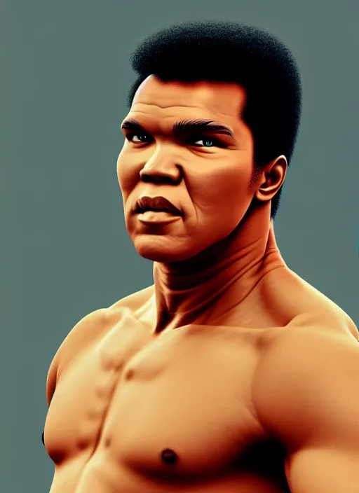 Prompt: portrait of muhammad ali from naruto, au naturel, hyper detailed, digital art, trending in artstation, cinematic lighting, studio quality, smooth render, unreal engine 5 rendered, octane rendered, art style by klimt and nixeu and ian sprigger and wlop and krenz cushart and masashi kishimoto