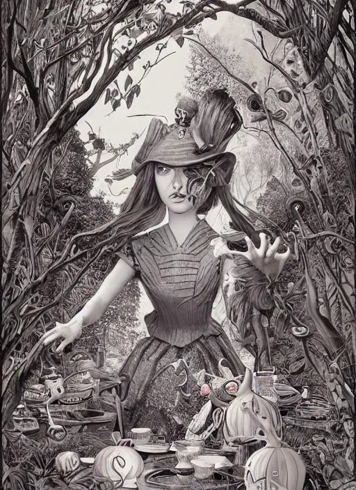 Image similar to Alice in Wonderland painting by Dan Hillier, trending on artstation, artstationHD, artstationHQ, 4k, 8k