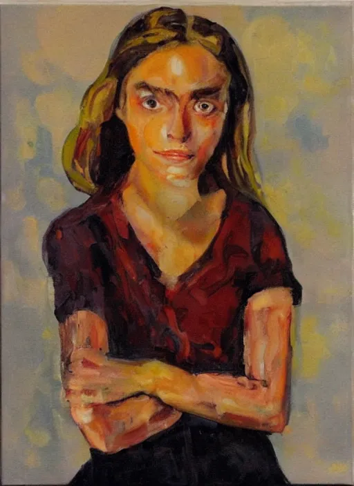 Image similar to a painting of AnnaSophia Robb in style of Chaim Soutine