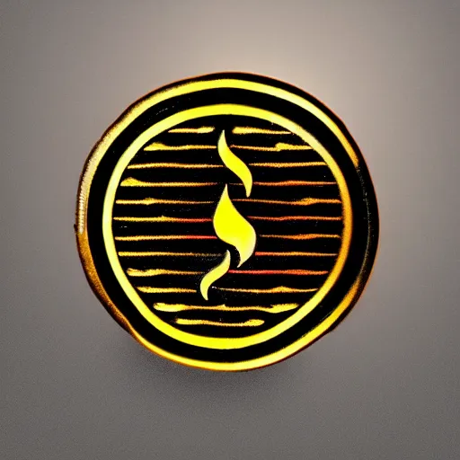 Image similar to a photo of a retro art deco minimalistic clean fire warning enamel pin, studio lighting, behance