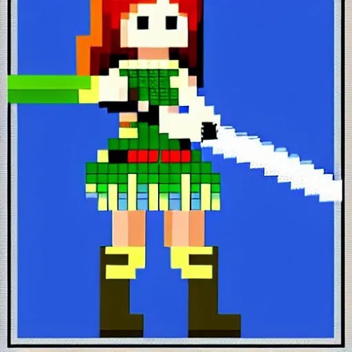 Image similar to pixel art of girl with sword, nintendo