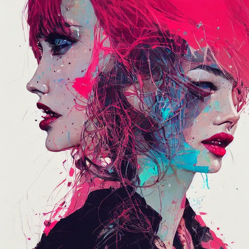 Image similar to close up portrait painting of a female dressed in nineties street styling, concept art, intricate details, highly detailed, aesthetically pleasing pastel colors, art by conrad roset