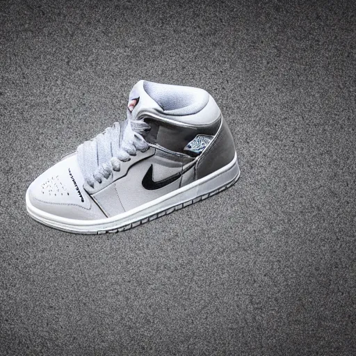 Prompt: air jordan sneaker made of concrete, dark background, isometric,