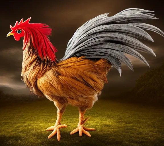 Image similar to chicken horse. fantasy magic style. highly detailed 8 k. intricate. nikon. award winning photography.