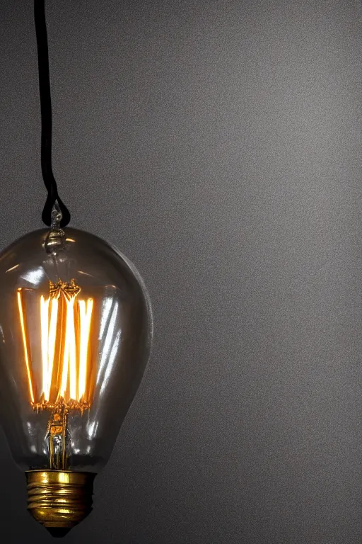 Prompt: vintage photo of the most beautiful light bulb in the world, dark colors, modern, realistic, photo, photorealistic, detailed, high quality, high resolution, lossless, lossless quality, 8 k, hdr, 4 k, 1 6 k, very high quality