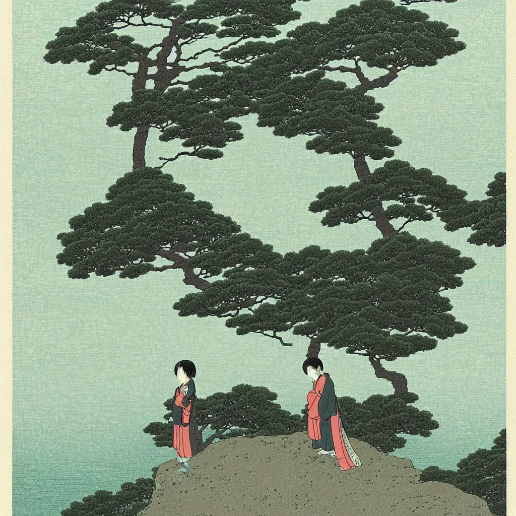 Image similar to a lonely girl by kawase hasui.