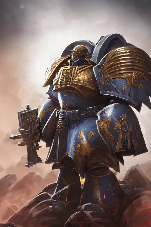 Image similar to armor portrait heros warhammer 4 0 k horus heresy fanart - the primarchs emperor by johannes helgeson animated with vfx concept artist & illustrator global illumination ray tracing hdr fanart arstation zbrush central hardmesh 8 k octane renderer comics stylized