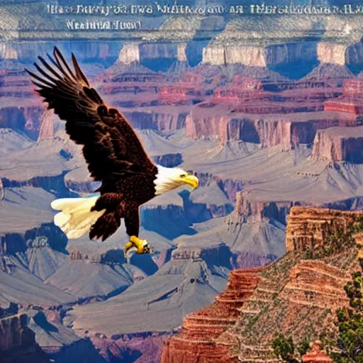 Image similar to eagle flying over the grand canyon in the style of norman rockwell