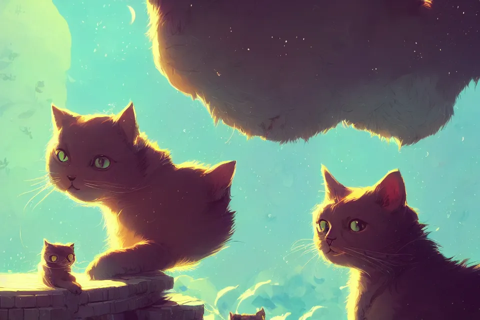 Image similar to cute cat, by victo ngai and andreas rocha and greg rutkowski, trending on artstation, unreal engine, 8 k hd wallpaperjpeg artifact, blur, artfact