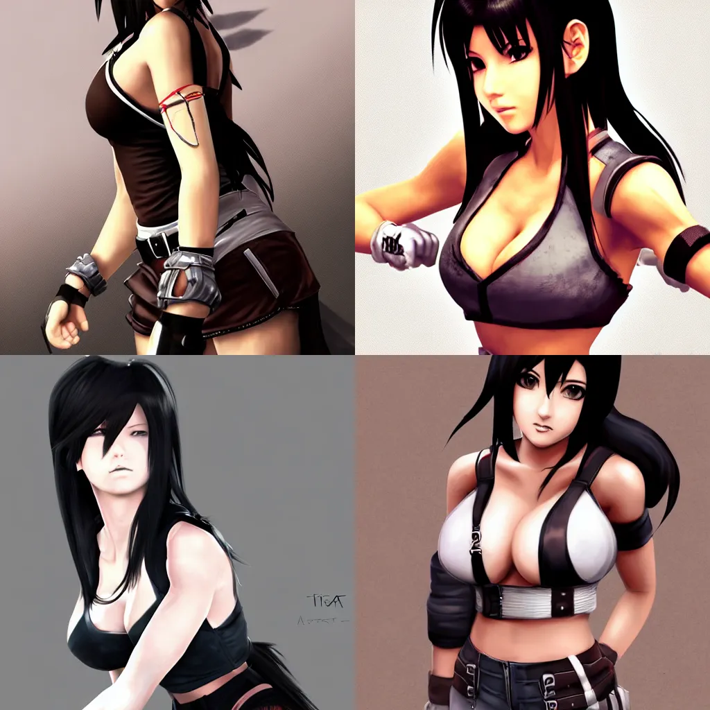 Image similar to beautiful digital art of tifa lockhart, trending on artstation